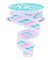 RG Ribbon: 1.5" Peppermint Twist Wired Ribbon with Fuzzy Drift Edges - 10 Yards - White, Pink, Light Blue - For Bows, Wreaths, Crafts and Christmas Decorations